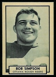 Bob Simpson 1962 Topps CFL football card Bob Simpson 1962 Topps CFL football card