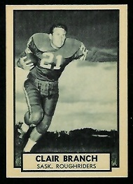 Clair Branch 1962 Topps CFL football card