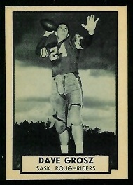 Dave Grosz 1962 Topps CFL football card