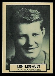 Len Legault 1962 Topps CFL football card