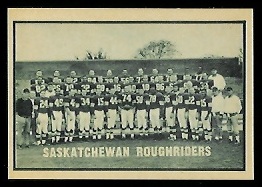 Saskatchewan Roughriders Team 1962 Topps CFL football card