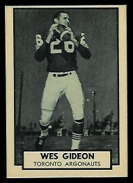 Wes Gideon 1962 Topps CFL football card