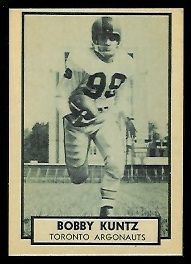 Bobby Kuntz 1962 Topps CFL football card