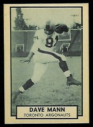Dave Mann 1962 Topps CFL football card Dave Mann 1962 Topps CFL football card