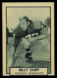 Billy Shipp 1962 Topps CFL football card