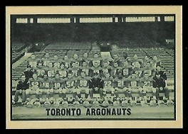 Toronto Argonauts Team 1962 Topps CFL football card