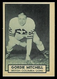 Gordie Mitchell 1962 Topps CFL football card