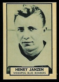 Henry Janzen 1962 Topps CFL football card