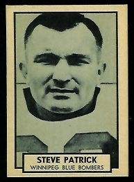 Steve Patrick 1962 Topps CFL football card