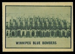 Winnipeg Blue Bombers Team 1962 Topps CFL football card