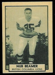 Nub Beamer 1962 Topps CFL football card