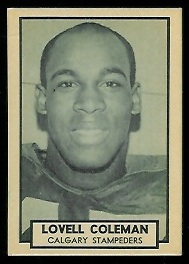 Lovell Coleman 1962 Topps CFL football card