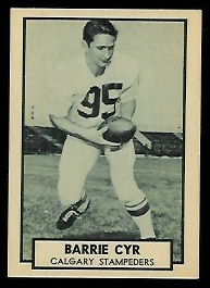 Barrie Cyr 1962 Topps CFL football card