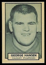 George Hansen 1962 Topps CFL football card George Hansen 1962 Topps CFL football card