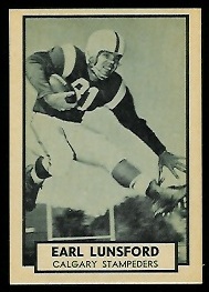 Earl Lunsford 1962 Topps CFL football card Earl Lunsford 1962 Topps CFL football card