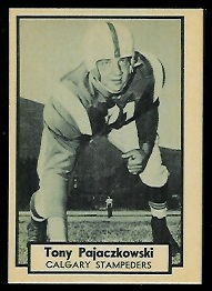 Tony Pajaczkowski 1962 Topps CFL football card Tony Pajaczkowski 1962 Topps CFL football card