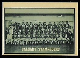 Calgary Stampeders Team 1962 Topps CFL football card