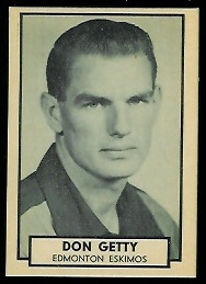 Don Getty 1962 Topps CFL football card