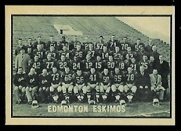 Edmonton Eskimos Team 1962 Topps CFL football card
