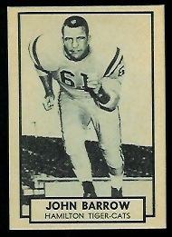 John Barrow 1962 Topps CFL football card