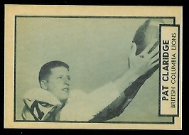 Pat Claridge 1962 Topps CFL football card