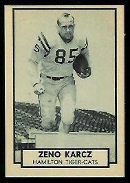 Zeno Karcz 1962 Topps CFL football card