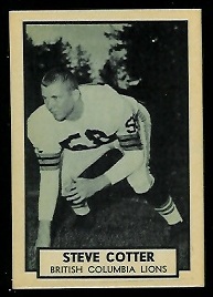 Steve Cotter 1962 Topps CFL football card