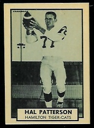 Hal Patterson 1962 Topps CFL football card Hal Patterson 1962 Topps CFL football card