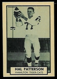 Hal Patterson 1962 Topps CFL football card