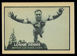 Lonnie Dennis 1962 Topps CFL football card