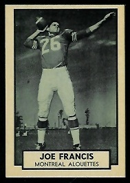 Joe Francis 1962 Topps CFL football card