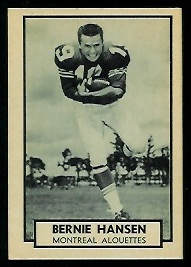 Barrie Hansen 1962 Topps CFL football card