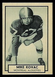 Mike Kovac 1962 Topps CFL football card