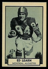 Ed Learn 1962 Topps CFL football card