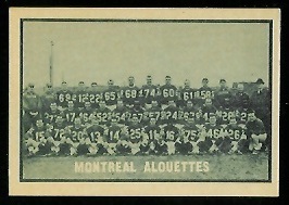 Montreal Alouettes Team 1962 Topps CFL football card