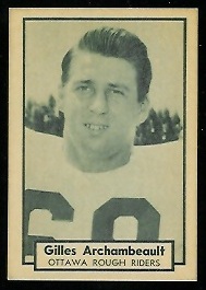 Gilles Archambault 1962 Topps CFL football card