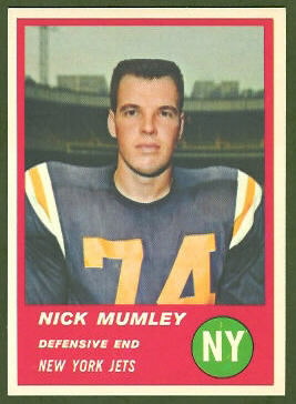 Nick Mumley 1963 Fleer football card