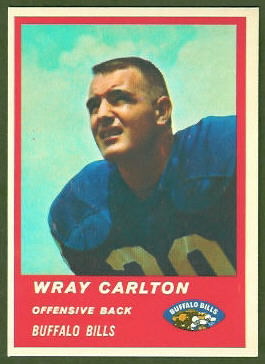 Wray Carlton 1963 Fleer football card