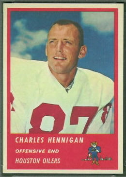 Charlie Hennigan 1963 Fleer football card