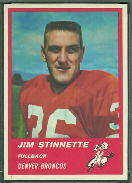 Jim Stinnette 1963 Fleer football card