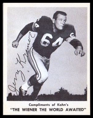 Jerry Kramer 1963 Kahns football card