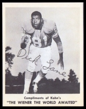 Dick Lane 1963 Kahns football card