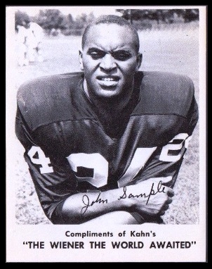 John Sample 1963 Kahns football card John Sample 1963 Kahns football card