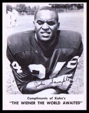 John Sample 1963 Kahns football card