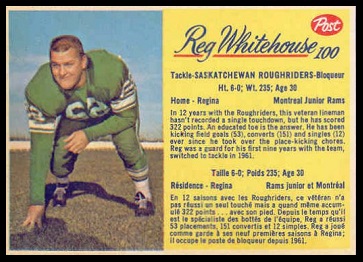 Reg Whitehouse 1963 Post CFL football card