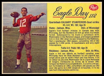 Eagle Day 1963 Post CFL football card