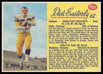 Dick Easterly 1963 Post CFL football card