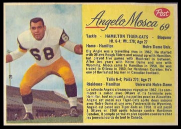 Angelo Mosca 1963 Post CFL football card