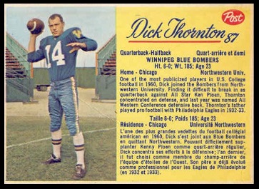 Dick Thornton 1963 Post CFL football card
