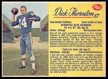 Dick Thornton 1963 Post CFL football card Dick Thornton 1963 Post CFL football card